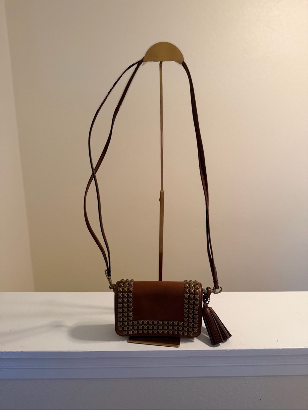 Coach limited edition archival Studded Brown Leather Crossbody - Picture 3 of 6